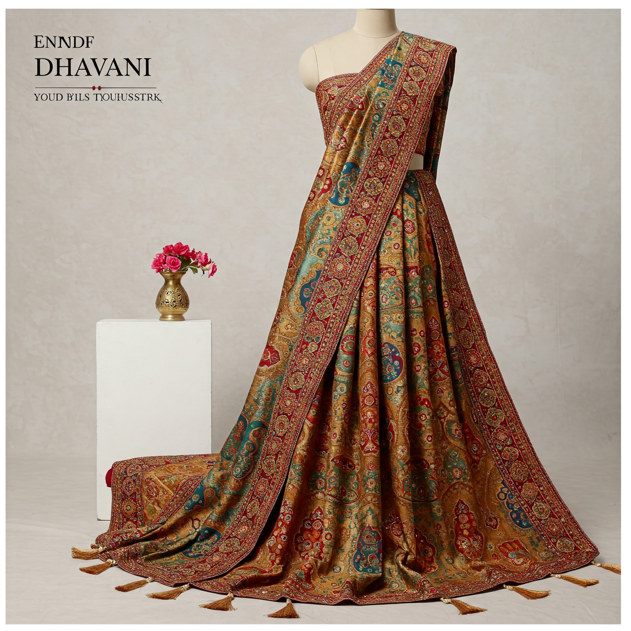 Traditional Silk Dhavani Set - Maroon